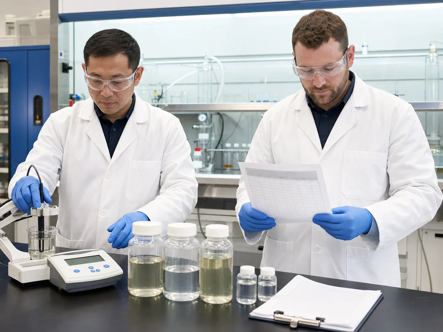 Engineer reviewing feed-water analysis and chemical compatibility for an RO element