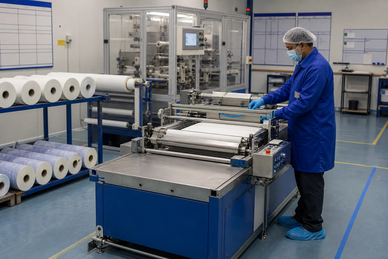 Chemical-resistant RO membrane element rolling and testing line