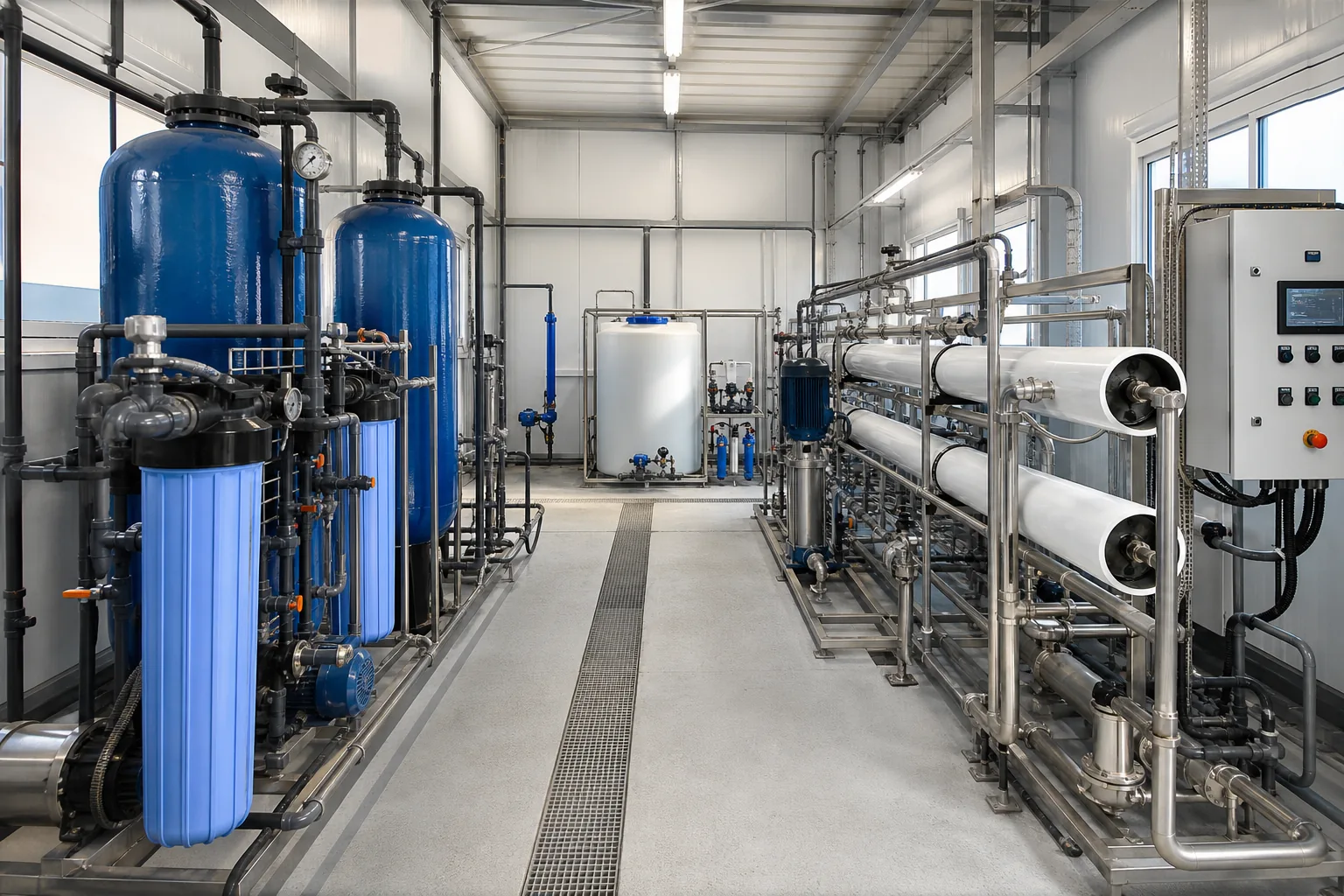 Compact modular reverse osmosis facility for community drinking water treatment