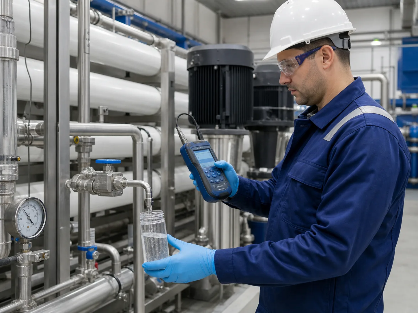 Engineer specifying industrial RO membrane element materials