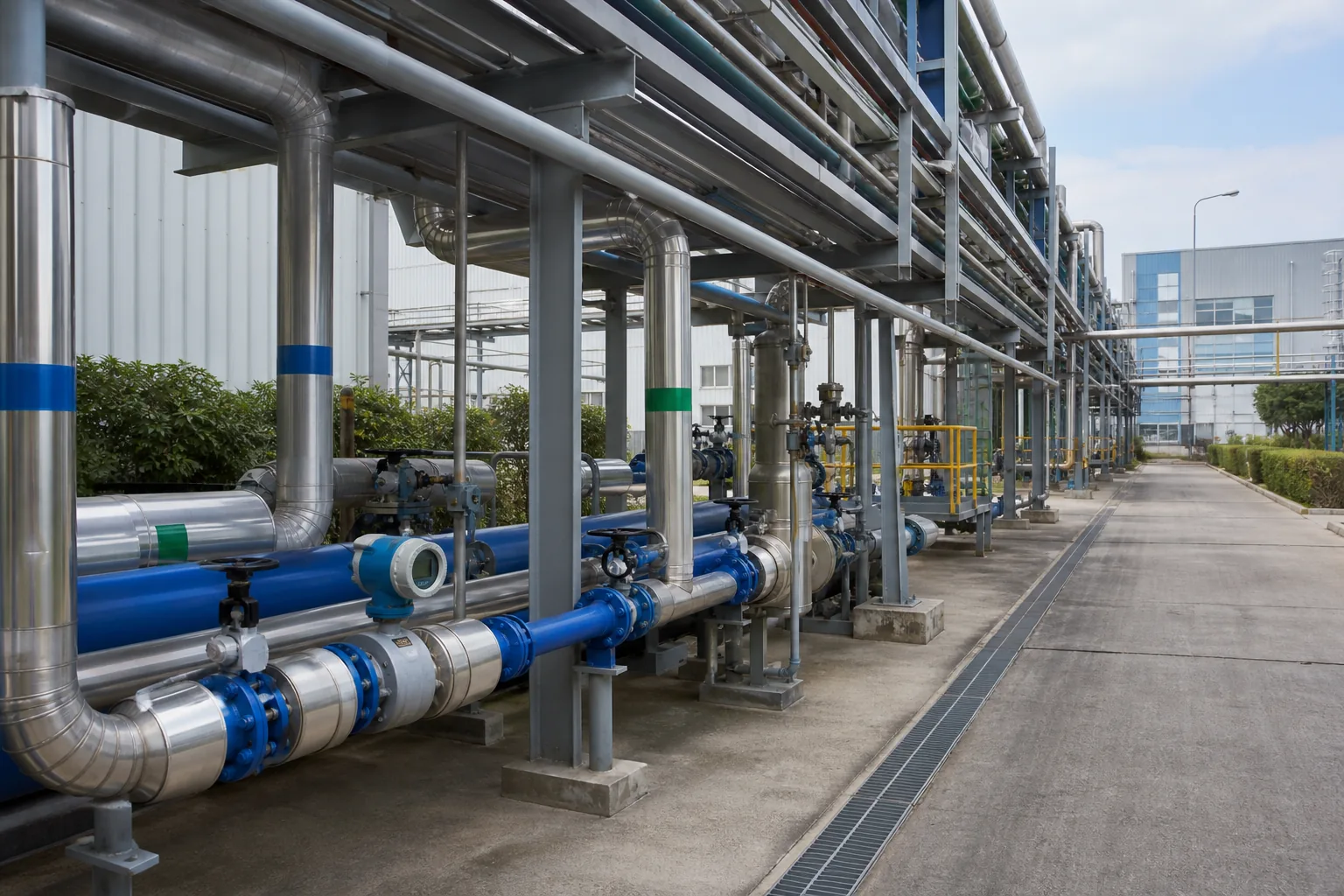 Industrial utility water distribution and RO treatment within a plant water system