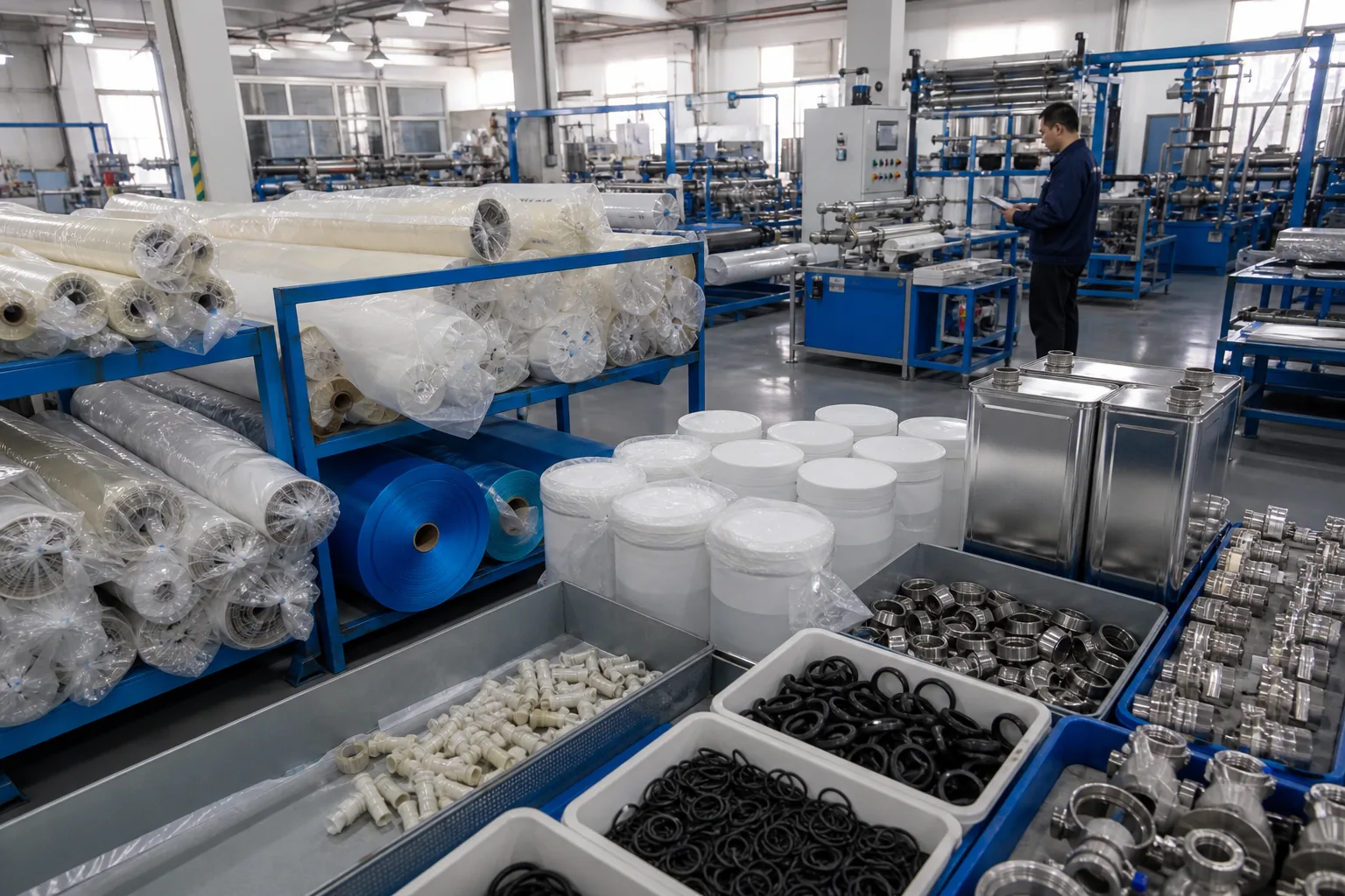 Marine-grade RO membrane materials and compact element production area