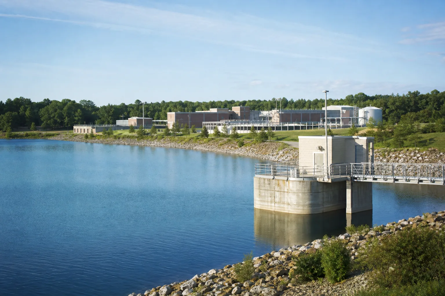 Surface water intake and municipal drinking water treatment facility