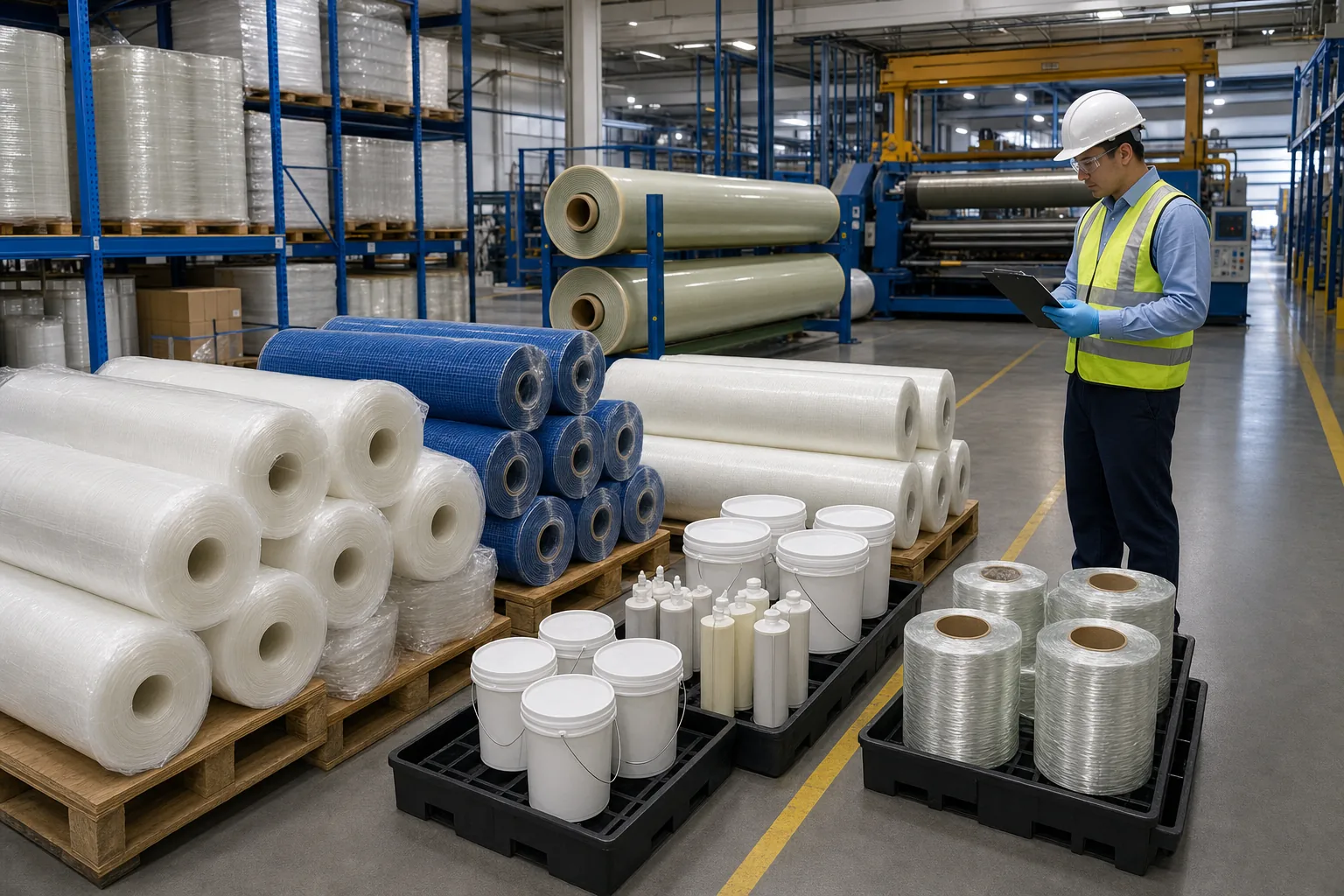 Seawater RO membrane materials, FRP wrap and 8040 element production area