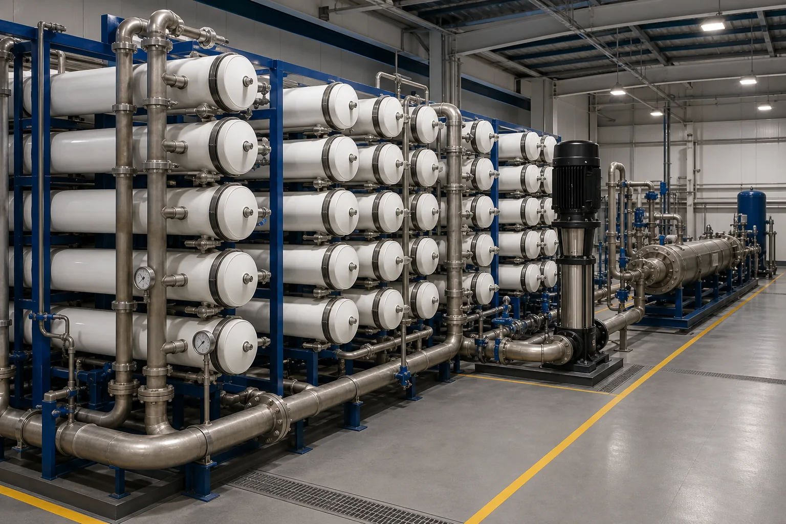 SWRO system within a seawater desalination treatment train