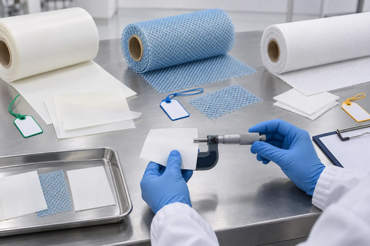 RO membrane sheet spacer and carrier material batch inspection
