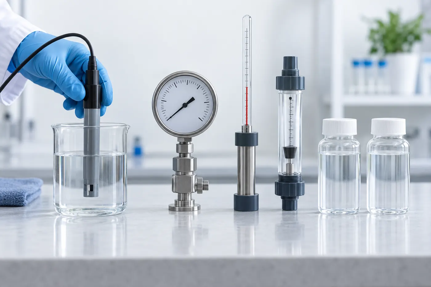 RO membrane salt rejection test conditions including conductivity pressure temperature and flow