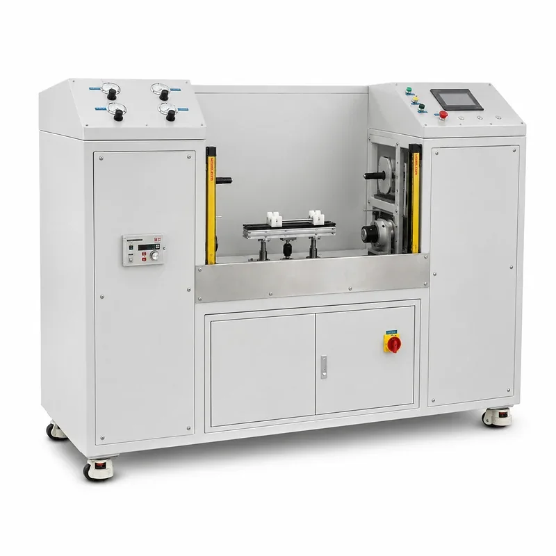 WECOME industrial RO membrane trimming machine showing the element support and end-trimming workstation